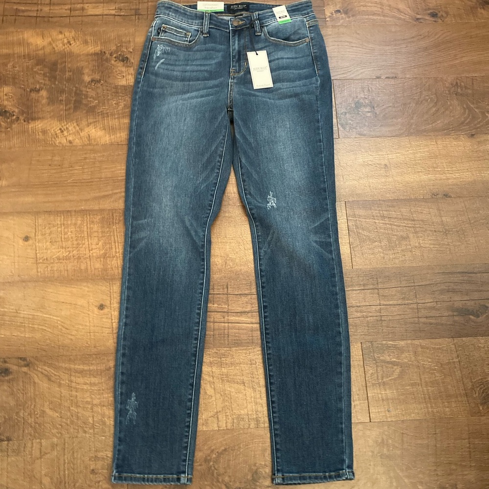 Judy Blue NWT Mid Rise Dark Wash Straight Leg Jeans Long Inseam Women’s 9|29